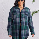Nadorine Women's Plus Size Flannel Plaid Shacket