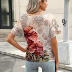 Nadorine Women's Short Sleeve Shirts V Neck Blouse