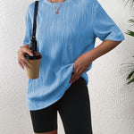 Zeagoo Womens Oversized T-Shirt Summer Casual Tops Short Sleeve Textured Shirts Fashion Loose Fit Tee Tops 2024