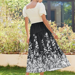 Nadorine Maxi Skirts Boho Pleated A-Line Flowy Swing Skirt