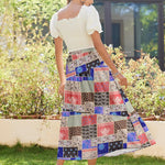 Nadorine Maxi Skirts Boho Pleated A-Line Flowy Swing Skirt