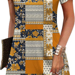 Nadorine Women's Casual A-Line Dresses with Pockets Floral Tshirt Dress
