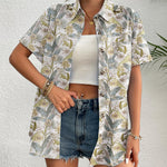Zeagoo Womens Button Down Linen Shirt Short Sleeve Cotton Blouse