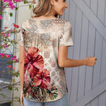 Nadorine Women Tunic Tops Dressy Casual Short Sleeve Floral Shirts
