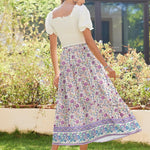 Nadorine Maxi Skirts Boho Pleated A-Line Flowy Swing Skirt