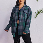 Nadorine Women's Plus Size Flannel Plaid Shacket
