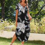 Nadorine Maxi Dress with Pockets Short Sleeve Sundress
