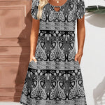Nadorine Women's Casual A-Line Dresses with Pockets Floral Tshirt Dress