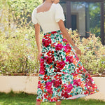 Nadorine Maxi Skirts Boho Pleated A-Line Flowy Swing Skirt