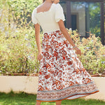 Nadorine Maxi Skirts Boho Pleated A-Line Flowy Swing Skirt