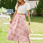 Nadorine Maxi Skirts Boho Pleated A-Line Flowy Swing Skirt