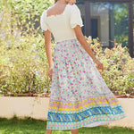 Nadorine Maxi Skirts Boho Pleated A-Line Flowy Swing Skirt