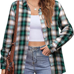 Nadorine Flannel Shirt Women Button Down Long Sleeve Plaid Shirts