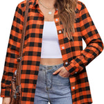 Nadorine Flannel Shirt Women Button Down Long Sleeve Plaid Shirts
