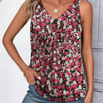 Nadorine Tank Tops Loose Fit V Neck Ruched Sleeveless Tops