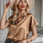 Satin Button Down Shirts- Nadorine (Us Only)