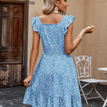 Zeagoo Womens Casual Ruffle Tiered Floral Square Neck Sundresses