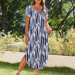 Nadorine Maxi Dress with Pockets Short Sleeve Sundress