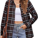 Nadorine Flannel Shirt Women Button Down Long Sleeve Plaid Shirts