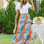 Nadorine Maxi Skirts Boho Pleated A-Line Flowy Swing Skirt