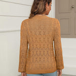 Nadorine Women's Long Sleeve Crochet Cropped Cardigan