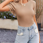 Nadorine Women's Short Sleeve Basic Slim Fit Tops