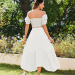 Nadorine Women High Waisted Long Skirt Flowy Drawstring Maxi Skirt