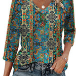 Nadorine 3/4 Length Sleeve Womens Tops Casual V Neck Shirts Soft Basic Tees Business Work Blouses