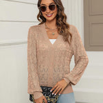Nadorine Women's Lightweight Crochet Cropped Cardigan