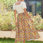 Nadorine Maxi Skirts Boho Pleated A-Line Flowy Swing Skirt