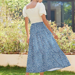 Nadorine Maxi Skirts Boho Pleated A-Line Flowy Swing Skirt