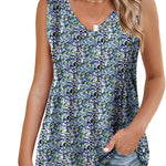Nadorine Pleated Tank Tops Loose Fit V Neck Sleeveless Tops