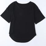 Waffle Knit Casual Drop Shoulder Loose Top