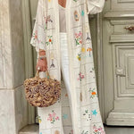 Sunday Stroll Unique Plaid Print Long Sleeve Midi Cover Up