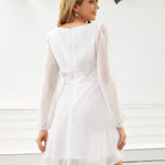 Unity Polka Dot Lantern Sleeve Ruched Chest Dress