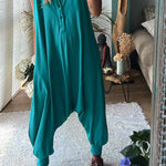 Let's Chill Pocketed Half Button Hooded Loose Jumpsuit