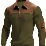 Ashton | Classic Color-Block Collar Zip Sweater
