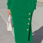 Long Sleeves Asymmetric Split-Joint Split-Side Zipper Lapel Maxi Dresses