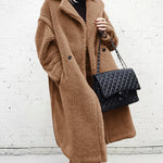 Loose Lamb-wool Coat Teddy Fur Lapel Mid-length Plush Coat
