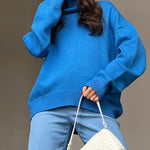 Turtleneck Loose Long Sleeve Knitted Pullover Sweater Tops