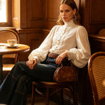 Retro Brown Double-stitched Navy Jeans