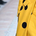 Long Sleeves Loose Polka-Dot Split-Joint Lapel Woolen Coat