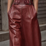 A-Line Loose Belted Solid Color Skirts Bottoms