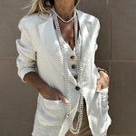 Nadorine Casual Slim Fit Lapel Blazers Long Sleeve Work Office Jacket