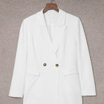 Nadorine Double Breasted Button Down Office Work Wear Solid Blazer Jacket