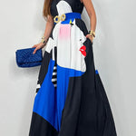 Mexican Tribal Style Unique Print Pocketed A-line Loose Maxi Dress