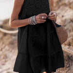 Hollow Lace Patchwork Halterneck A-Line Mini Dress