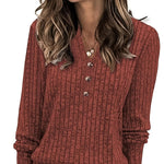 Mira ��� Soft Ribbed V-Neck Knit Top