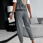 Nadorine Chic Two-piece Set Striped Asymmetrical Vest Top & Cuffed Pants Set