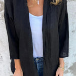 Solid Color Casual Long Sleeve Loose Pocket Cardigan